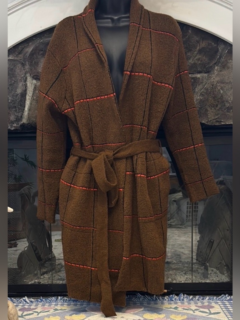 Women’s Time and Tru Cozy Brown Plaid Women's sweater size Medium 8-10